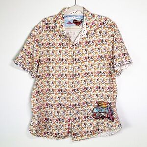 Robert Graham La Jolla Hawaiian‎ Van Embroidered Button Up Short Sleeve Shirt XL